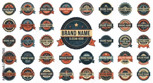 Collection of Vintage Retro Style Labels and Badges.
