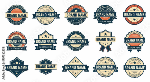 Collection of Vintage Brand Name Labels and Badges.