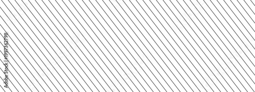 Thin slash line seamless pattern. Repeated fine diagonal lines background. Pinstripe wallpaper. Black and white tilted slanted strip backdrop. Repeating oblique linear texture overlay Vector