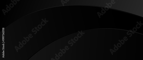 Ultra Dark Black Abstract Background with Subtle Double Curve Wave, Minimal Luxury Premium Design