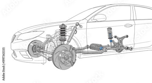 Automotive Suspension System Illustration - Vehicle Chassis Components