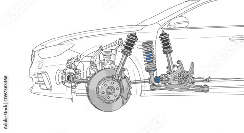 Automotive Suspension System Illustration - Mechanical Engineering Detail