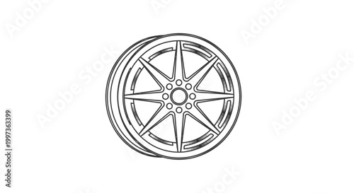 Automotive Wheel Design - Modern Alloy Rim Illustration