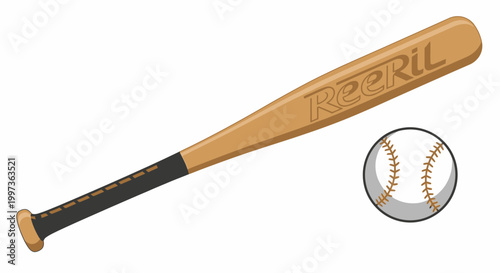 Baseball Equipment: Bat and Ball Ready for Game Play