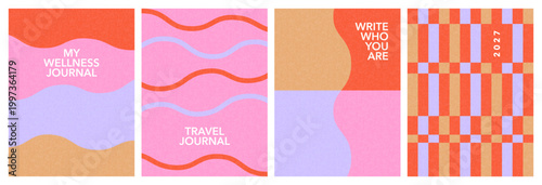 Abstract summer cover collection with geometric shapes and pastel colors, minimal journal and social media design templates. Set of abstract modern posters bright and optimistic summer mood.