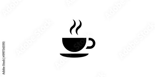 Simple coffee cup icon with a heart design showing a hot drink in a cozy cafe style