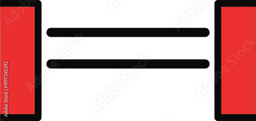 Red Bars and Parallel Lines Graphic Symbol