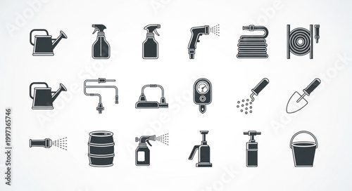 Collection of Garden Tools and Equipment Icons.
