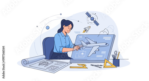 Aerospace Engineer Designing Aircraft and Spacecraft