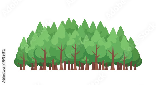 A Colorful Flat Vector Forest Illustration