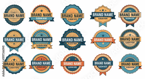 Collection of Vintage Brand Name Labels and Badges.
