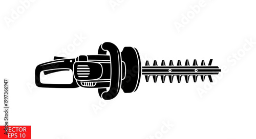Black silhouette of a hedge trimmer on a white background.
