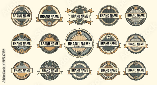 Collection of Vintage Brand Name Labels and Badges.