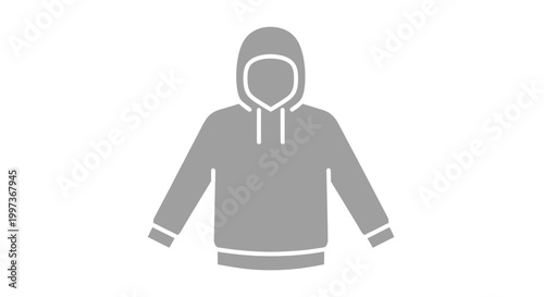 Minimalist graphic of a gray hooded sweatshirt for apparel and fashion design