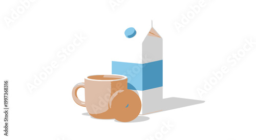 Breakfast Still Life with Citrus Fruit, Milk and Coffee