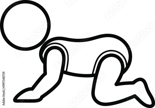 Stylized Baby Crawling Icon - Simple Line Art