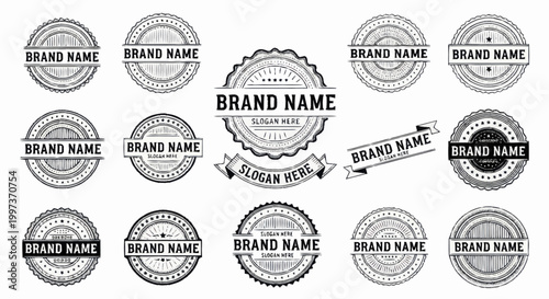 Collection of Circular Brand Name Stamp Seals and Badges.