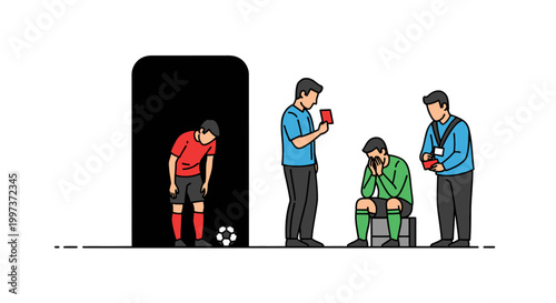 Soccer Player Receives Red Card and Walks Off the Field.