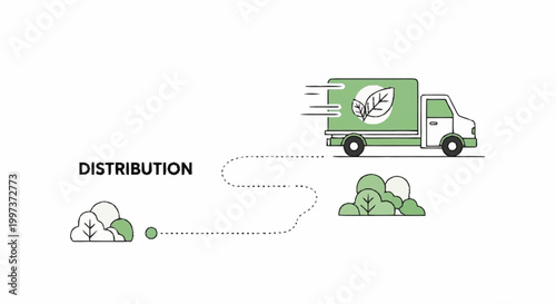 Eco friendly delivery truck transporting recyclables.