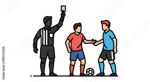 Soccer Referee Showing a Yellow Card to a Player During the Game.