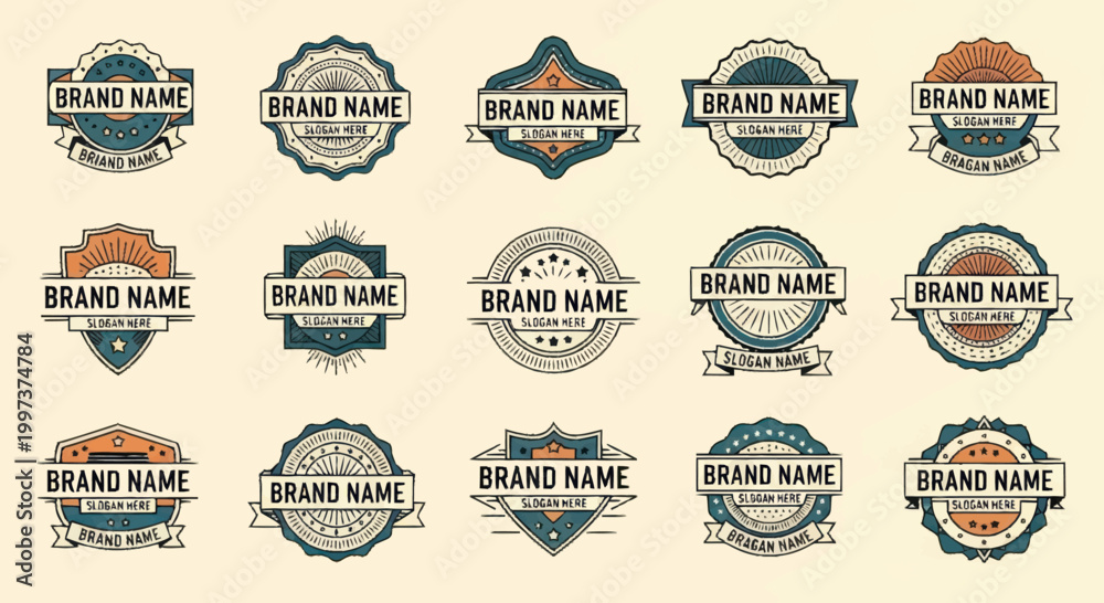 Fototapeta premium Collection of Vintage Brand Name Emblem Logos and Badges.
