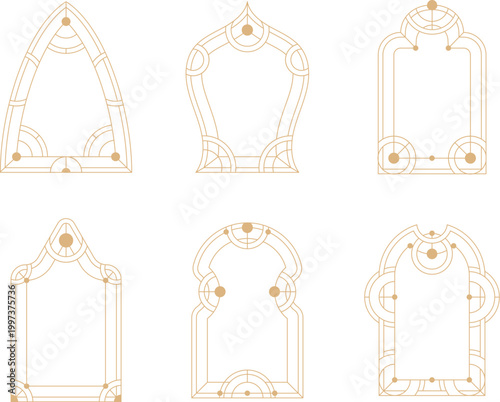 Vintage iron fence sections and decorative metal railings for architectural design projects vector