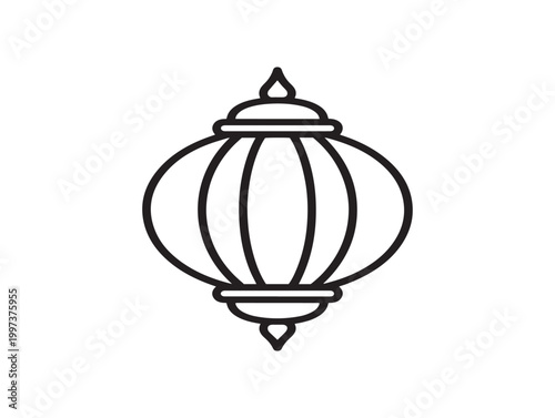 Elegant line art illustration of a traditional hanging lantern decorative lighting fixture