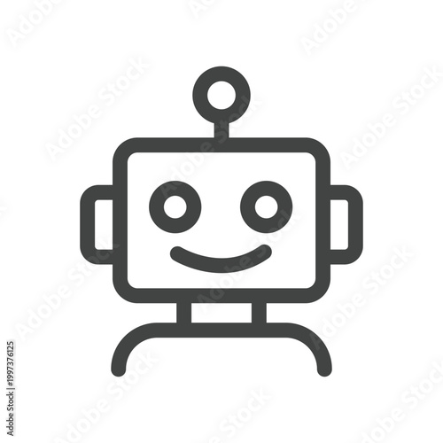 Cute Smiling Robot Head Icon Symbol Graphic Illustration