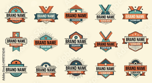 Collection of Retro Style Brand Name Logos and Badges.