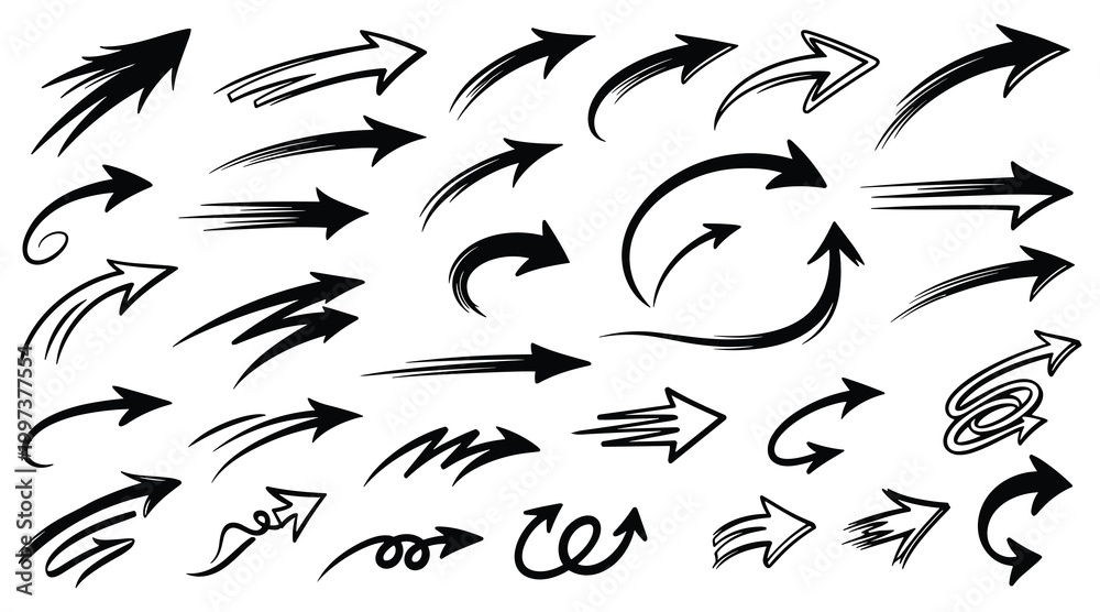 Fototapeta premium Arrows stylized black set vector illustration for directional emphasis