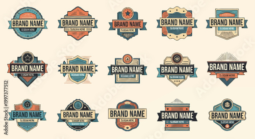 Collection of Vintage Brand Name Labels and Badges.