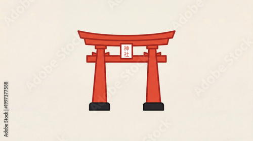 Red Torii Gate with Japanese Text