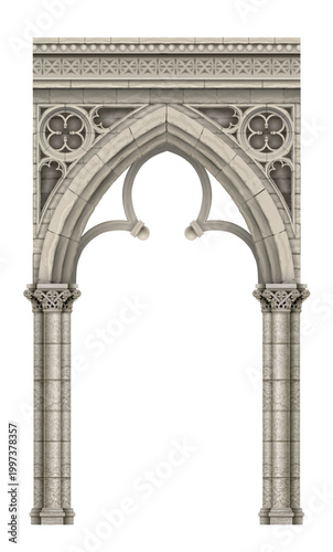 Texture of a stone cathedral Gothic window arch