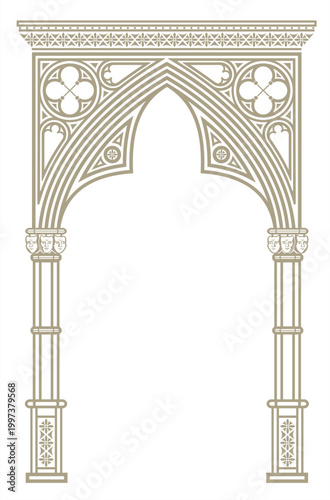 Gothic cathedral arch window template