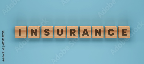 Obraz na plátně Insurance Word Blocks: INSURANCE spelled out with wooden blocks, a visual representation of security and protection against unforeseen circumstances