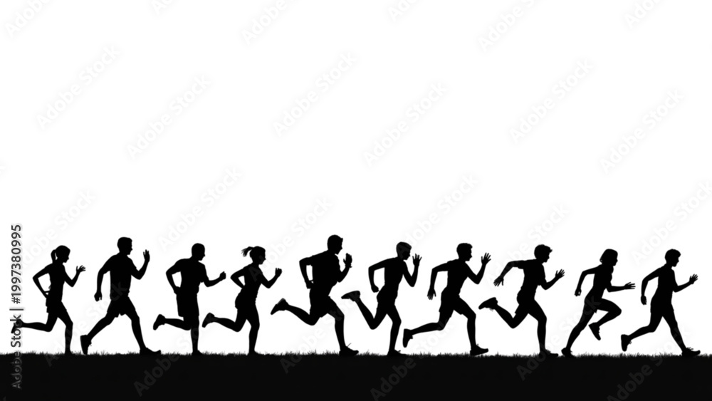 Obraz premium Black silhouette of kangaroos walking on flat ground vector illustration Vector