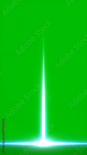 Green Screen Glowing Vertical Energy Beam Shooting Upwards with Bright Cyan Light