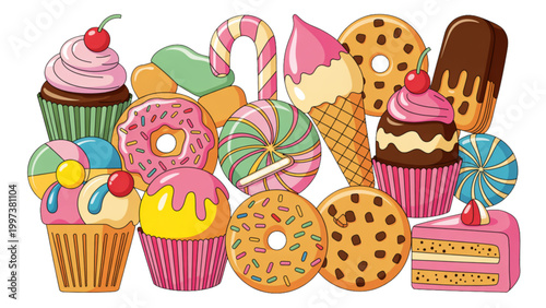 Cute cartoon baby elephant with rainbow and stars flying in yellow space background Vector