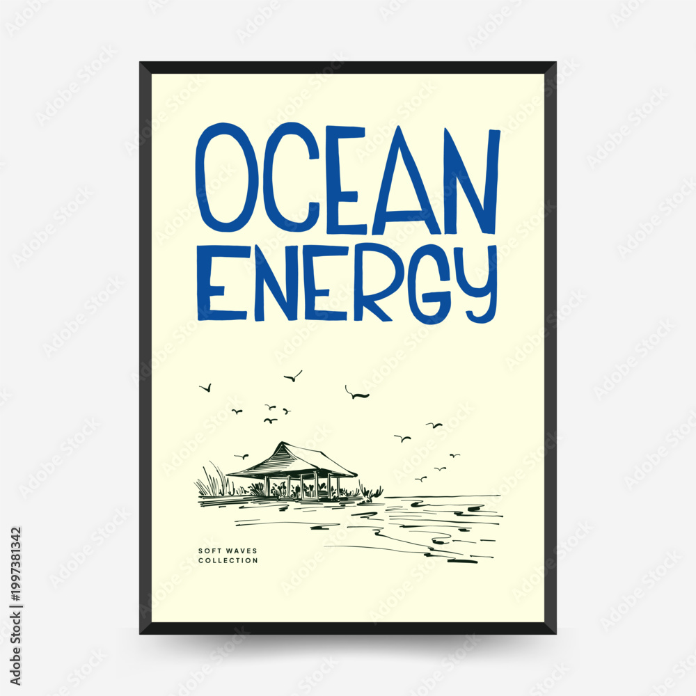 Obraz premium Minimal Ocean Poster Coastal Wall Art Printable Beach Decor