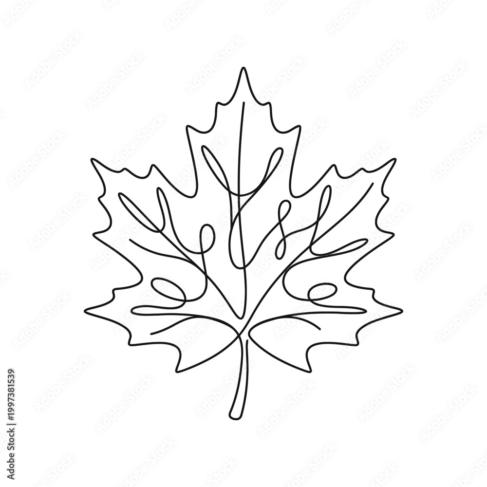 Fototapeta premium Maple Leaf Line Art Minimal Design
