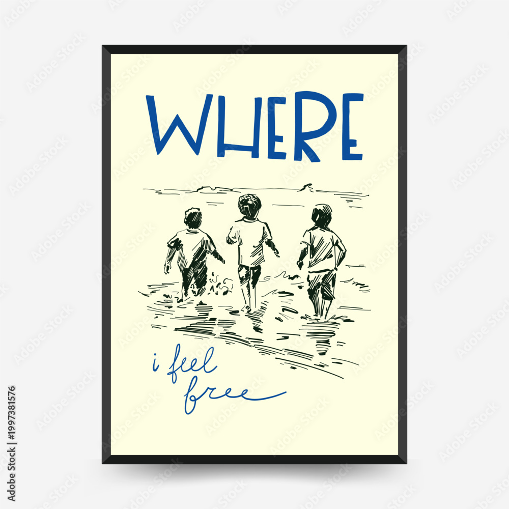 Fototapeta premium Ocean Printable Wall Art Beach Poster Coastal Decor Minimal Design