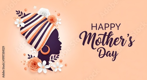 Happy mother's day celebration with a decorated cake and floral design