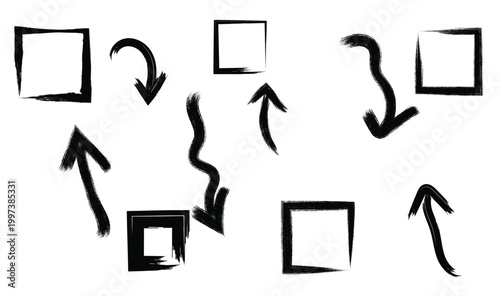 Hand drawn arrows and squares on white background high-quality professional detailed modern elegant stylish 