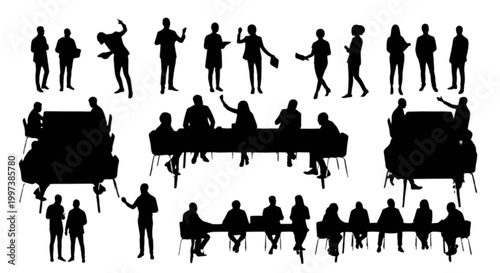 People silhouettes dancing and relaxing together isolated on transparent background, Vector