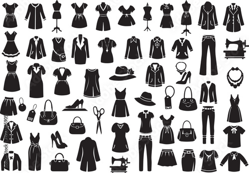 Black and white fashion clothing accessories