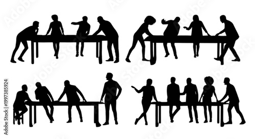 People sitting and standing in a relaxed pose isolated on transparent background, Vector