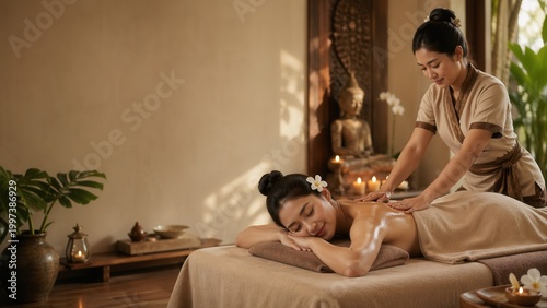 Sophisticated Thai Massage Experience with Serene Ambiance A Blend of Relaxation and Traditions for Wellness Commercial Use