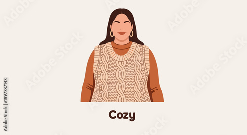 Stylish Woman in Cozy Sweater Vest with Elegant Earrings.