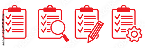 Clipboard check icon. Vector linear icons. Editable stroke vector illustration