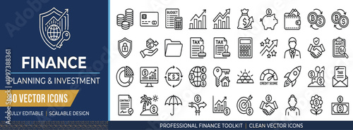 Professional Finance Planning and Investment Icon Set Fully Editable Vector Graphics for Business and Financial Applications